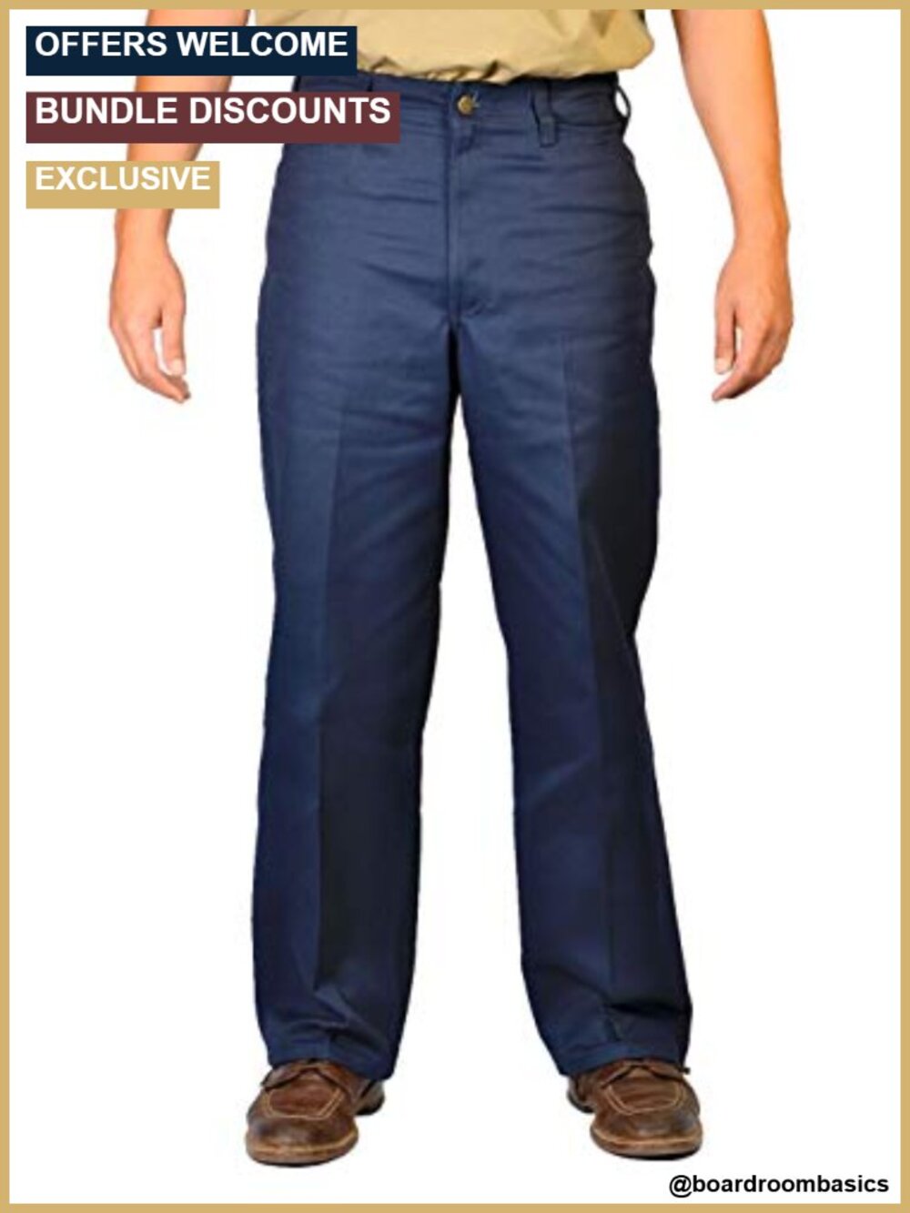 Men's Casual Cotton Twill Pants High Rise Tapered Work Pant, Comfort Fit
